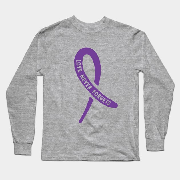 Alzheimers Awareness Ribbon Love Never Forgets End Alz Long Sleeve T-Shirt by graphicbombdesigns